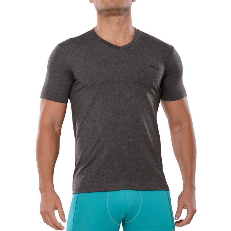 FILA - Polo Manga Corta Fila Cuello V  Plomo Oscuro.