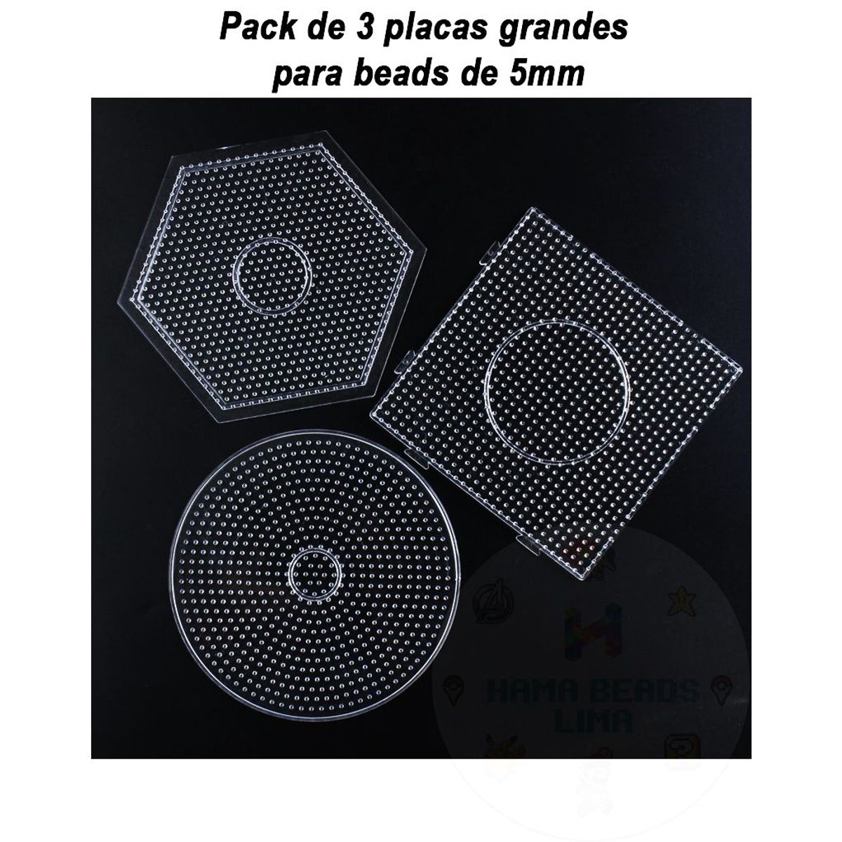 GENERICO - Hama Beads Pack de 3 Placas