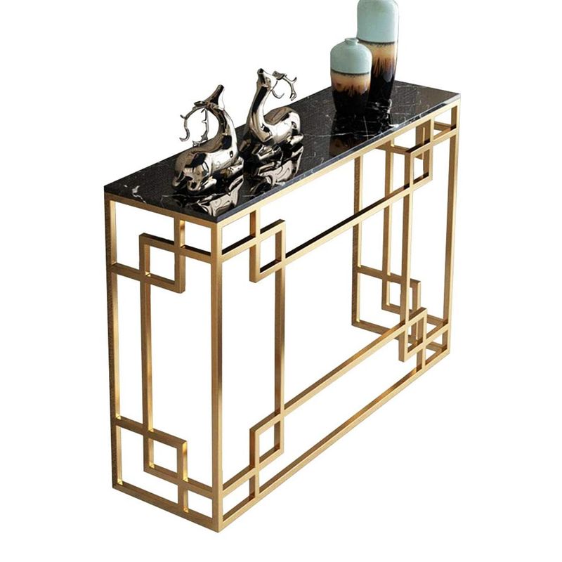 DECOR MESAS - Mesa Consola Imperial Marquina - Mármol con estructura metálica