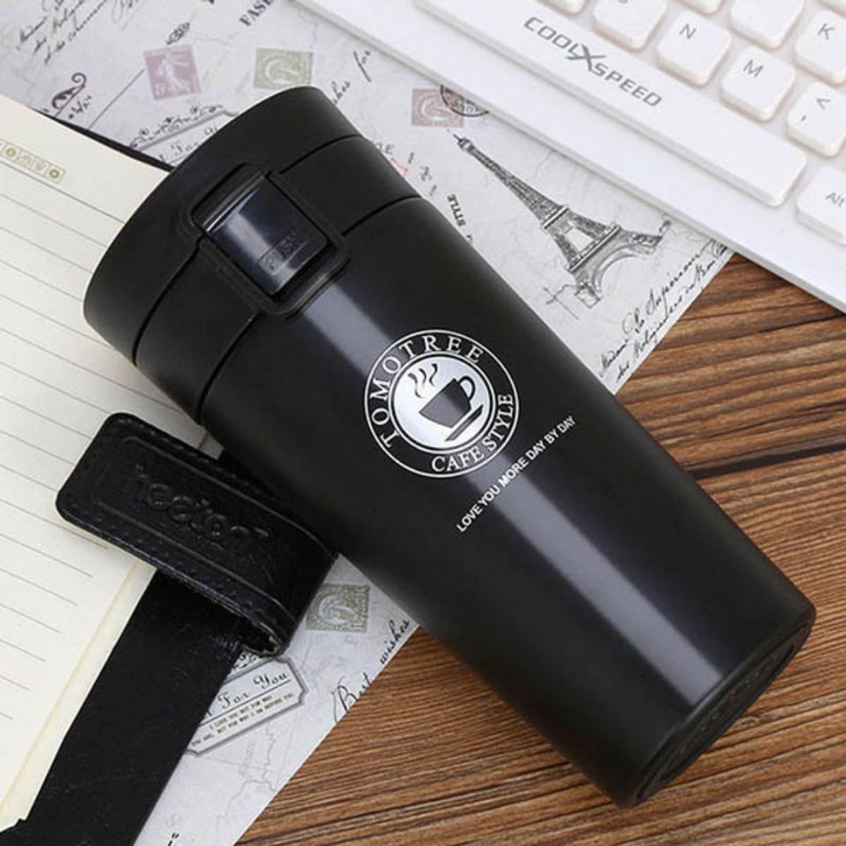 INSPIRA MARKET - Taza vaso termico de acero inoxidable 380ml coffe