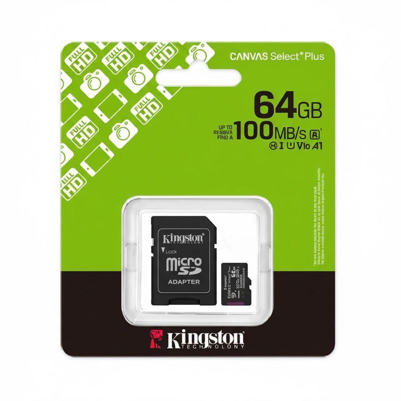 KINGSTON - Memoria Microsd Kingston 64Gb 100MbS + Adaptador