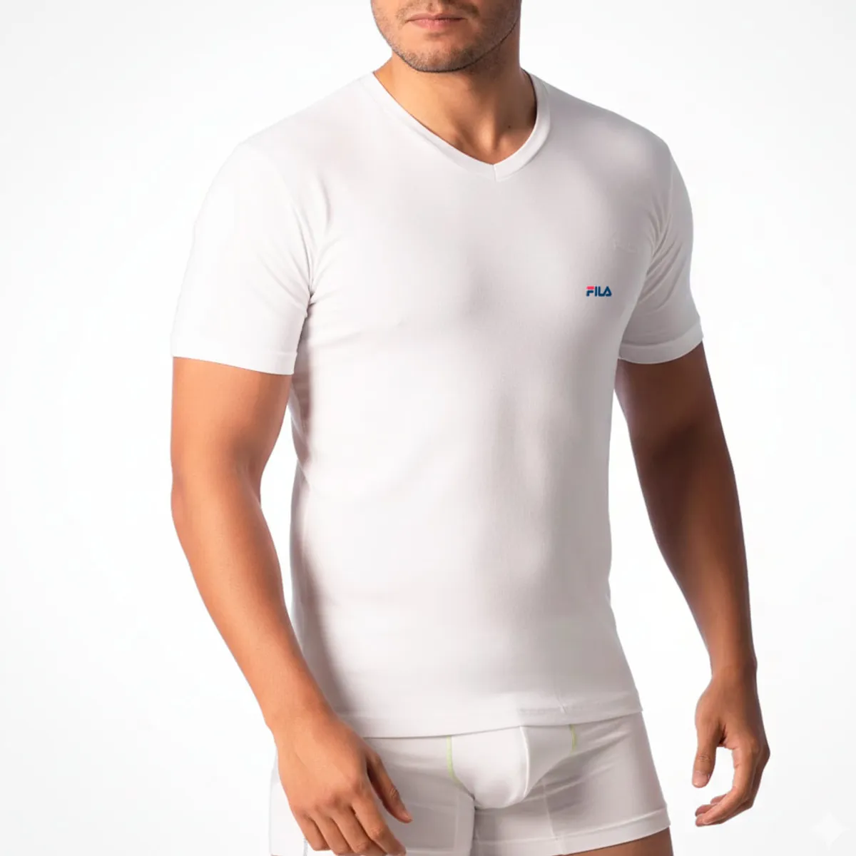 FILA - Polo Manga Corta Fila Cuello V Blanco