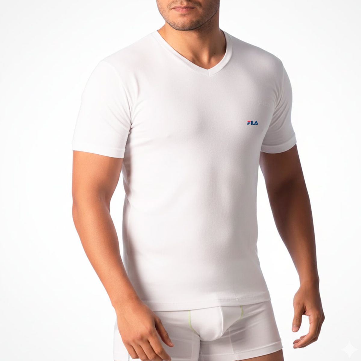 FILA - Polo Manga Corta Fila Cuello V Blanco