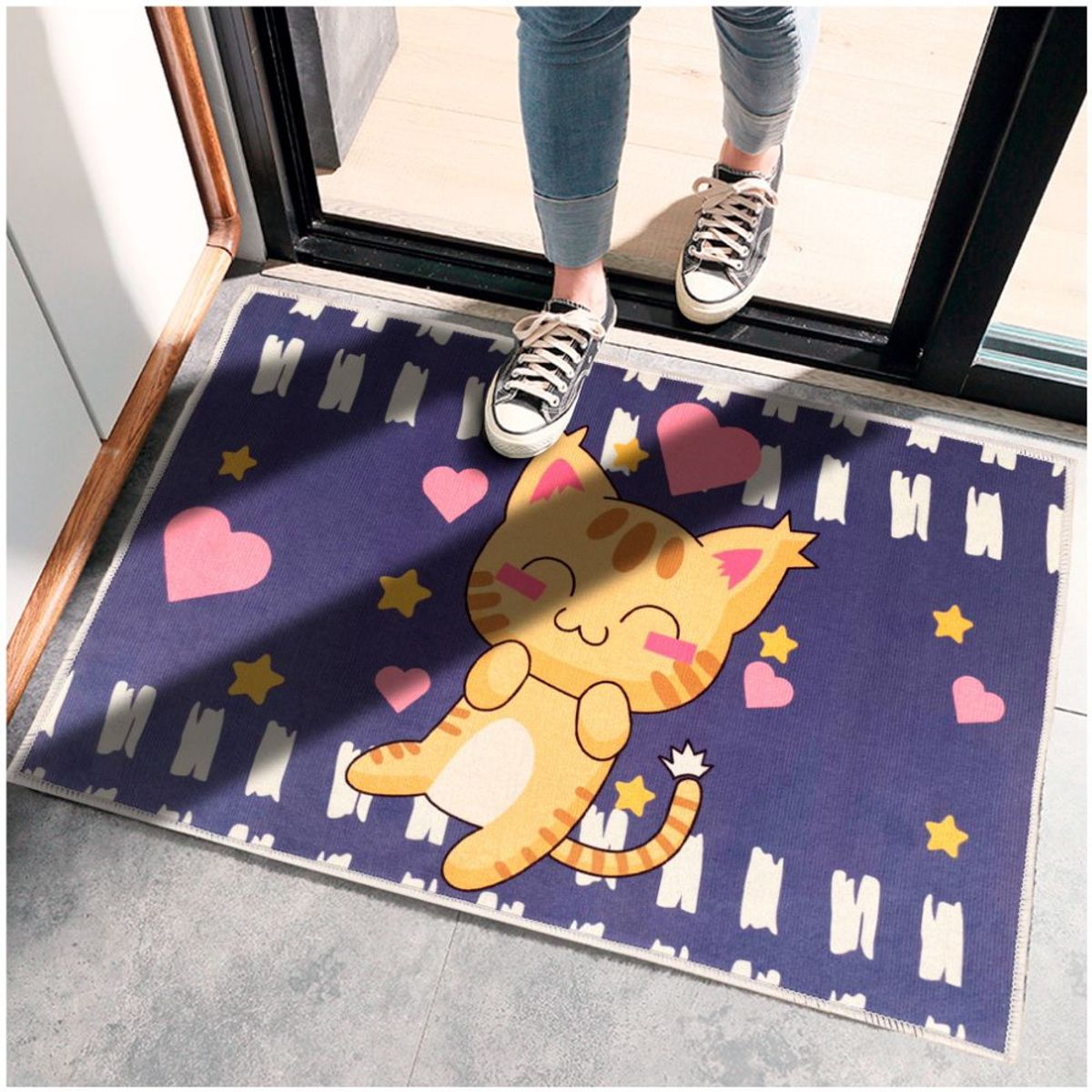 MINARI - Alfombra Absorbente Antideslizante Cocina Baño Corazones Azul 397A