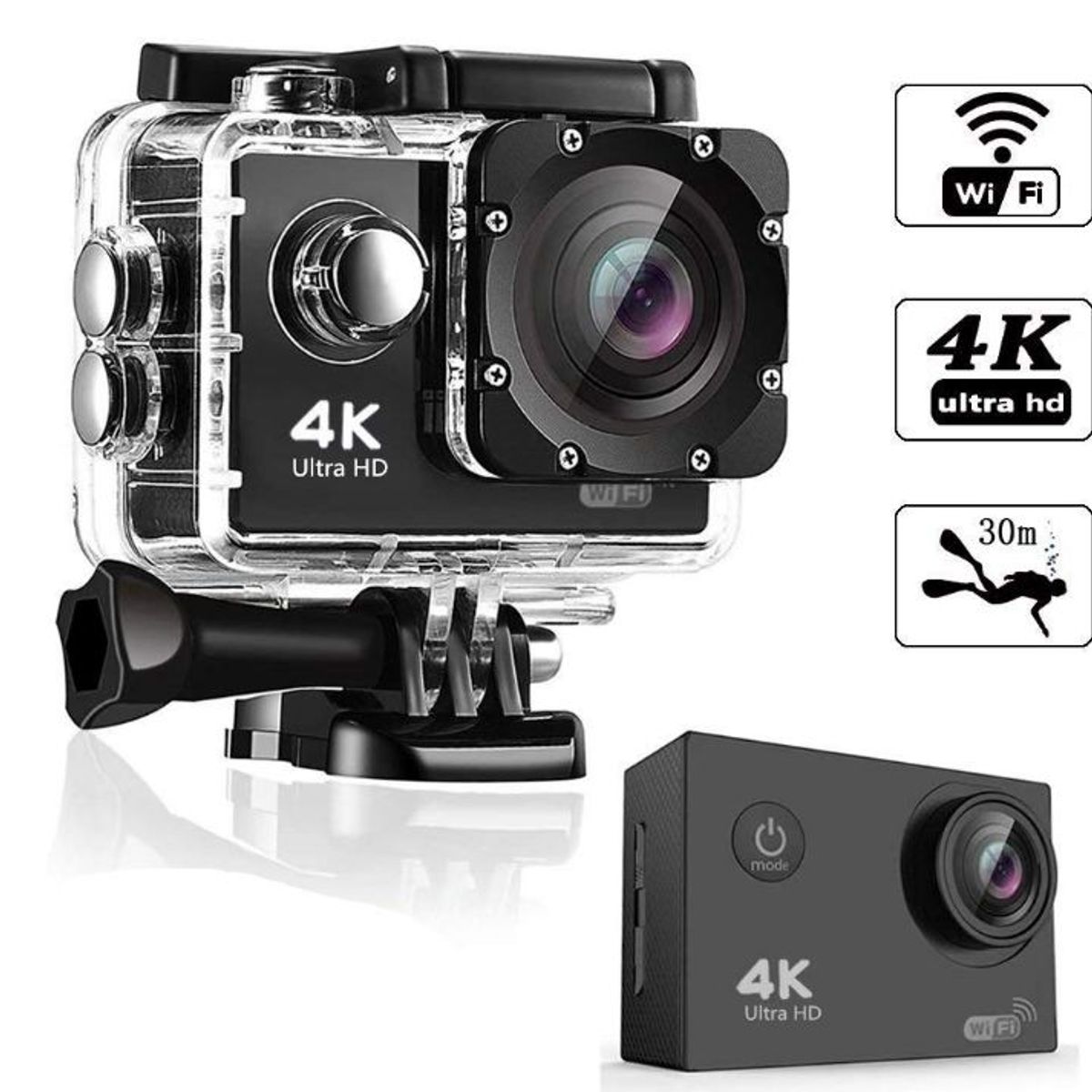 GENERICO - Camara de Video 4K Wifi Deportiva Acuatico de Acción RYAN - Negro