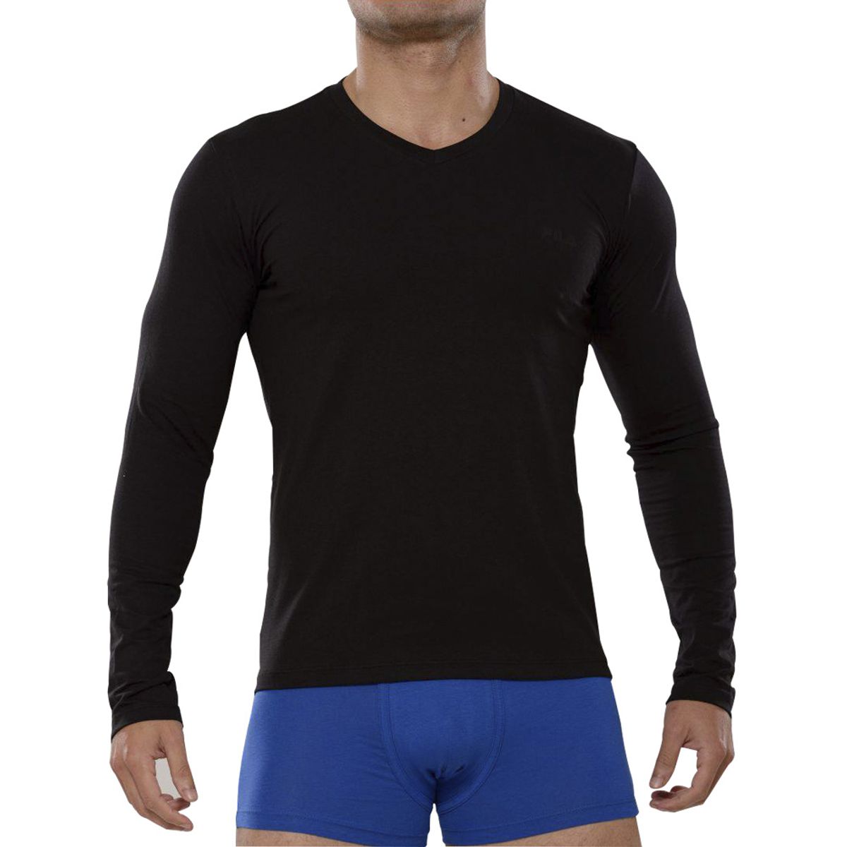 FILA - Polo Manga Larga Fila Cuello V Negro