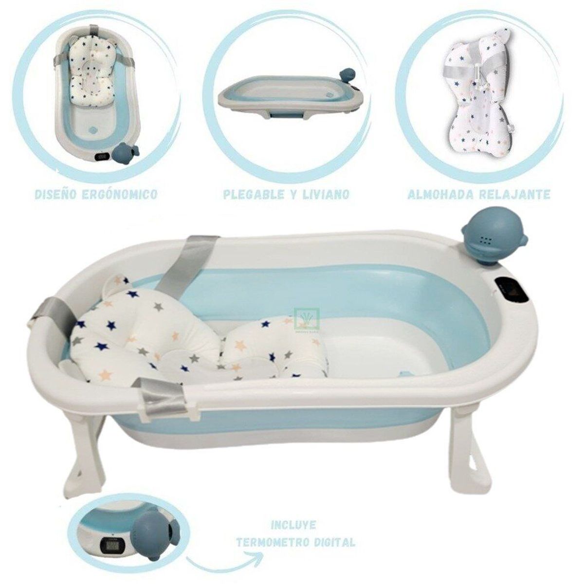BABY KITS - Bañera Pleglable JELLY CON TERMOSTATO BLUE
