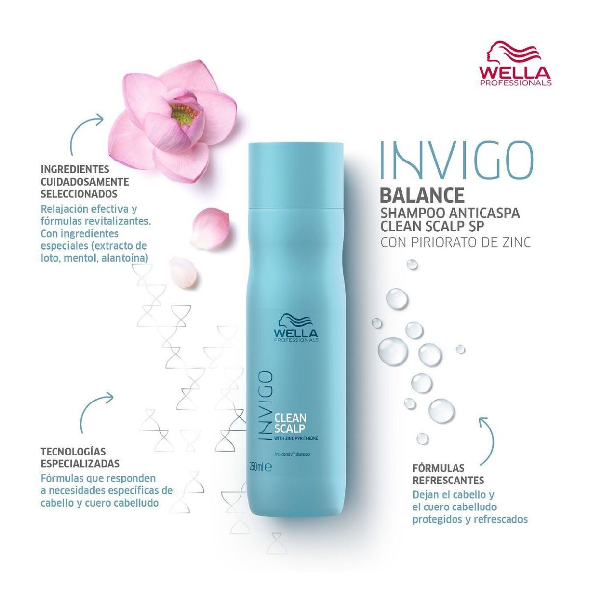 WELLA - Shampoo Anticaspa Invigo Clean Scalp Wella Professionals 250ml