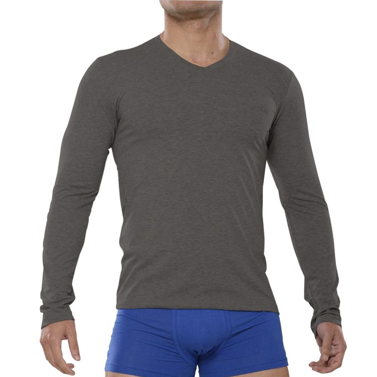 FILA - Polo Manga Larga Fila Cuello V Plomo Oscuro.