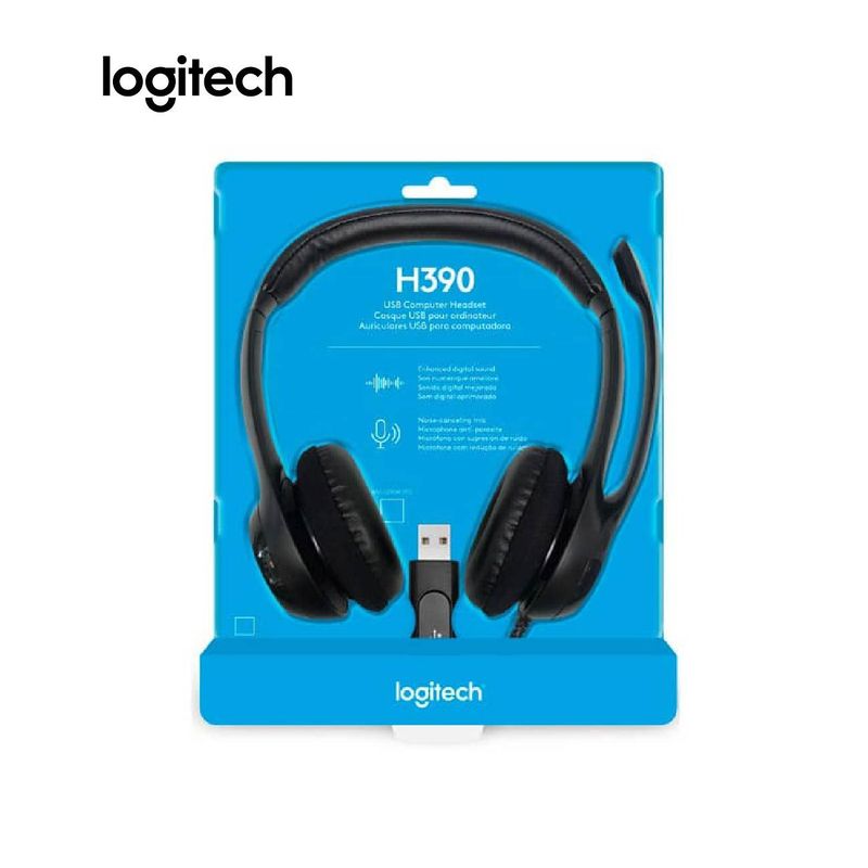 LOGITECH - Audífono Logitech H390 Negro Micro Cancelación De Ruido USB Negro
