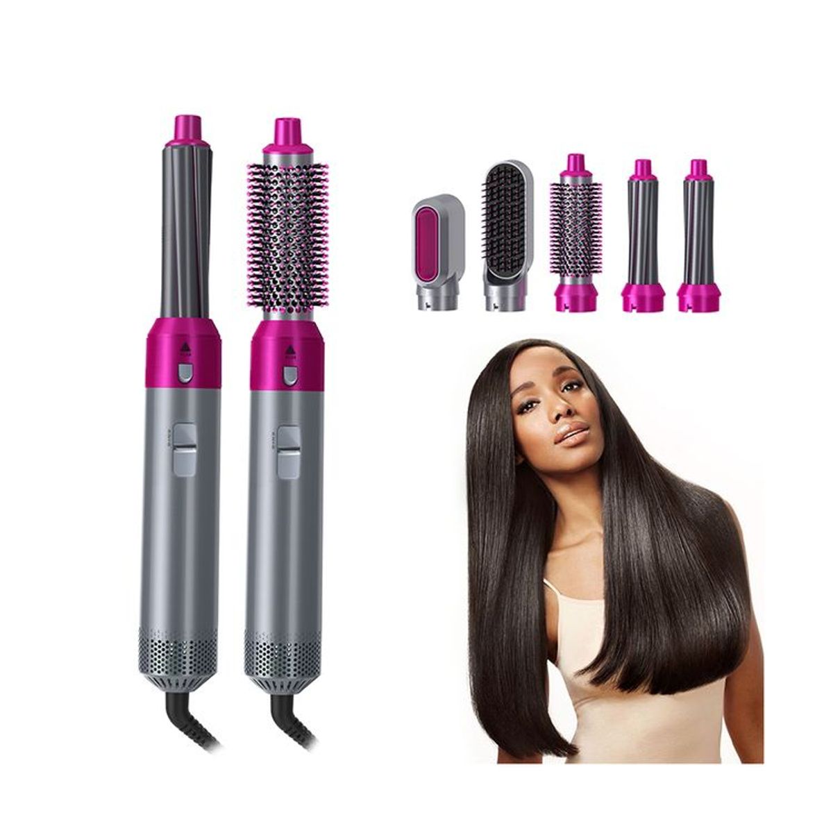 GENERICO - Peine Cabello Cepillo Secador 5 en 1 Alisador Rizador Multifuncional