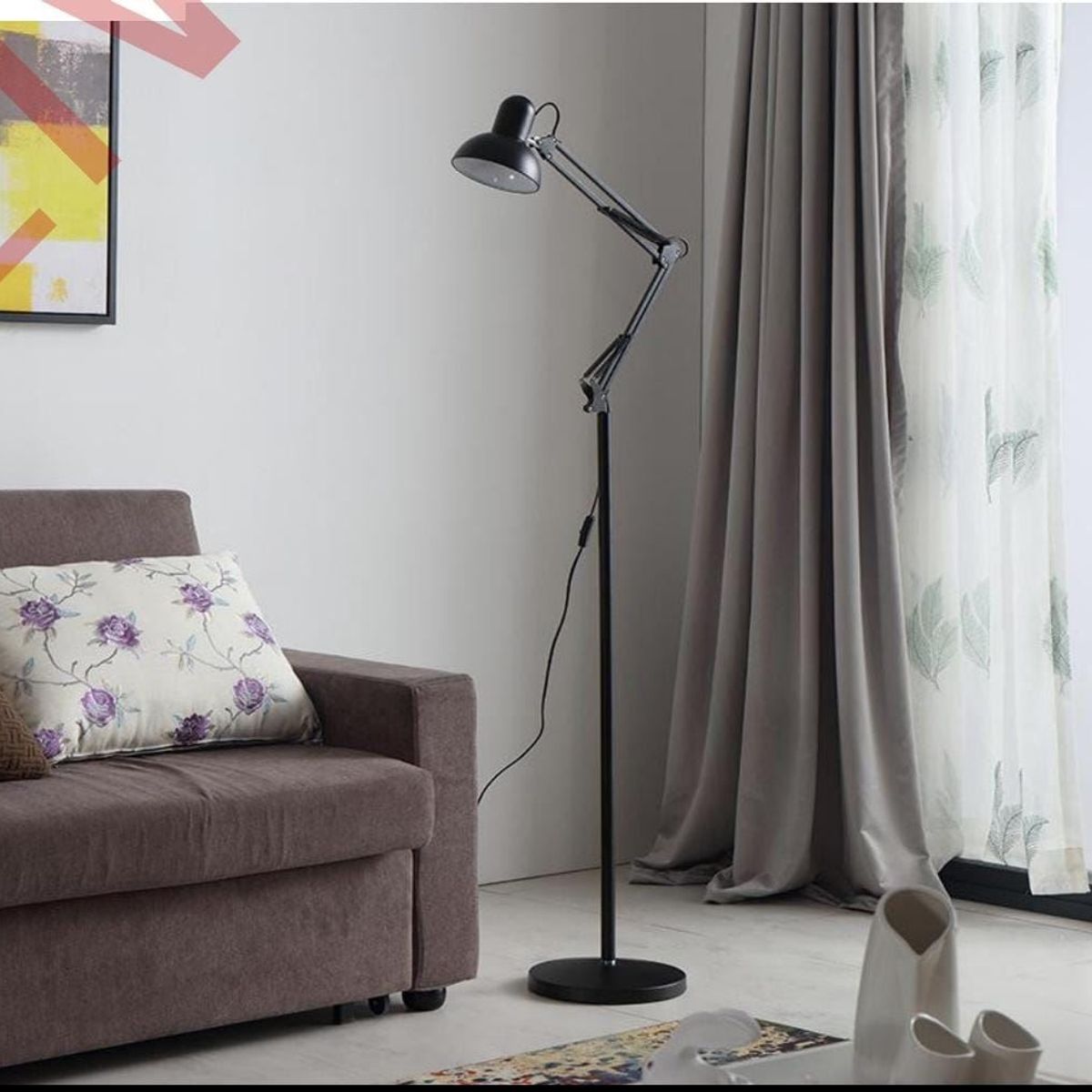 OEM - Lampara de Oficina Articulado de 170cm con Base para Piso - Negro