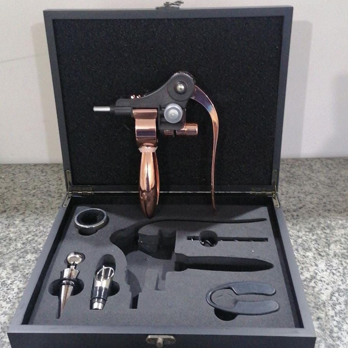 GENERICO - Sacacorchos de palanca Horizontal bañado en cobre mas accesorios