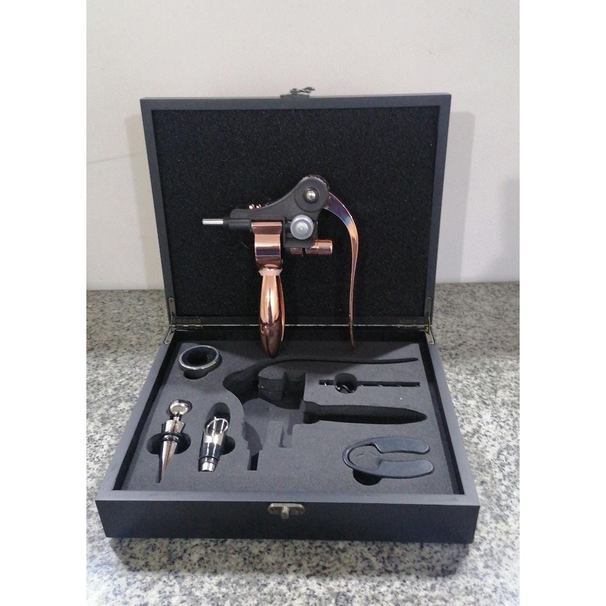 GENERICO - Sacacorchos de palanca Horizontal bañado en cobre mas accesorios