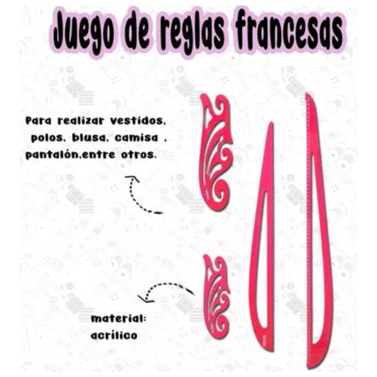 GENERICO - Reglas Francesa Reglas Patronaje Modista Costura Molde 11pzs