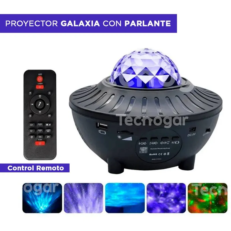 GENERICO - Proyector Galaxia Bluetooth con Luces Led Control Parlante Nocturno