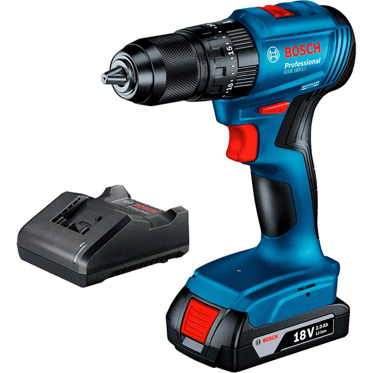 BOSCH - Taladro Percutor GSB 185-LI Brushless + 1 Bat 2Ah 1 Cargador