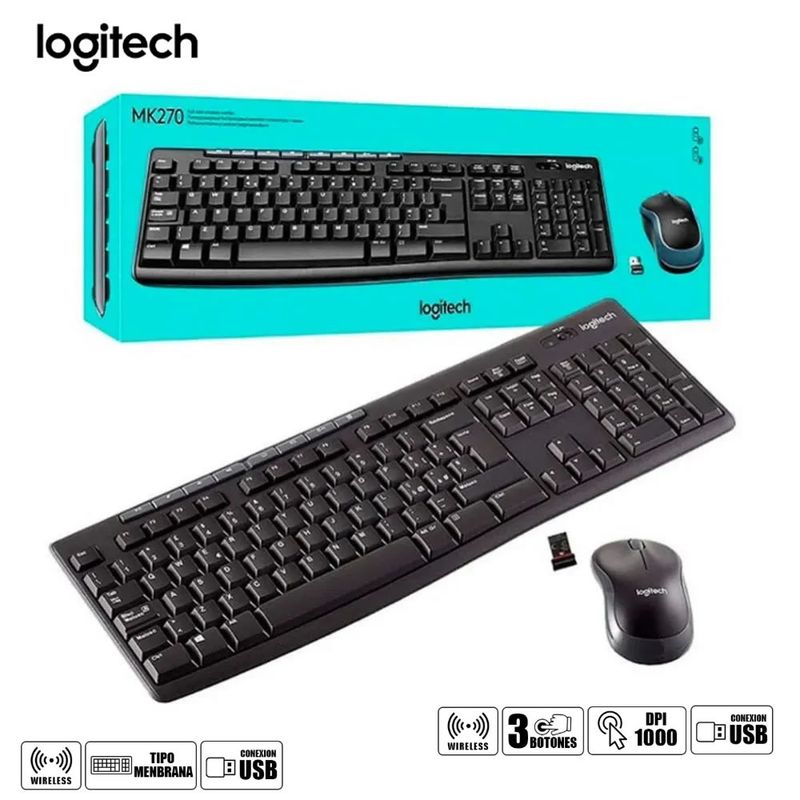 LOGITECH - TECLADO  MOUSE LOGITECH INALAMBRICO MK270 - NEGRO