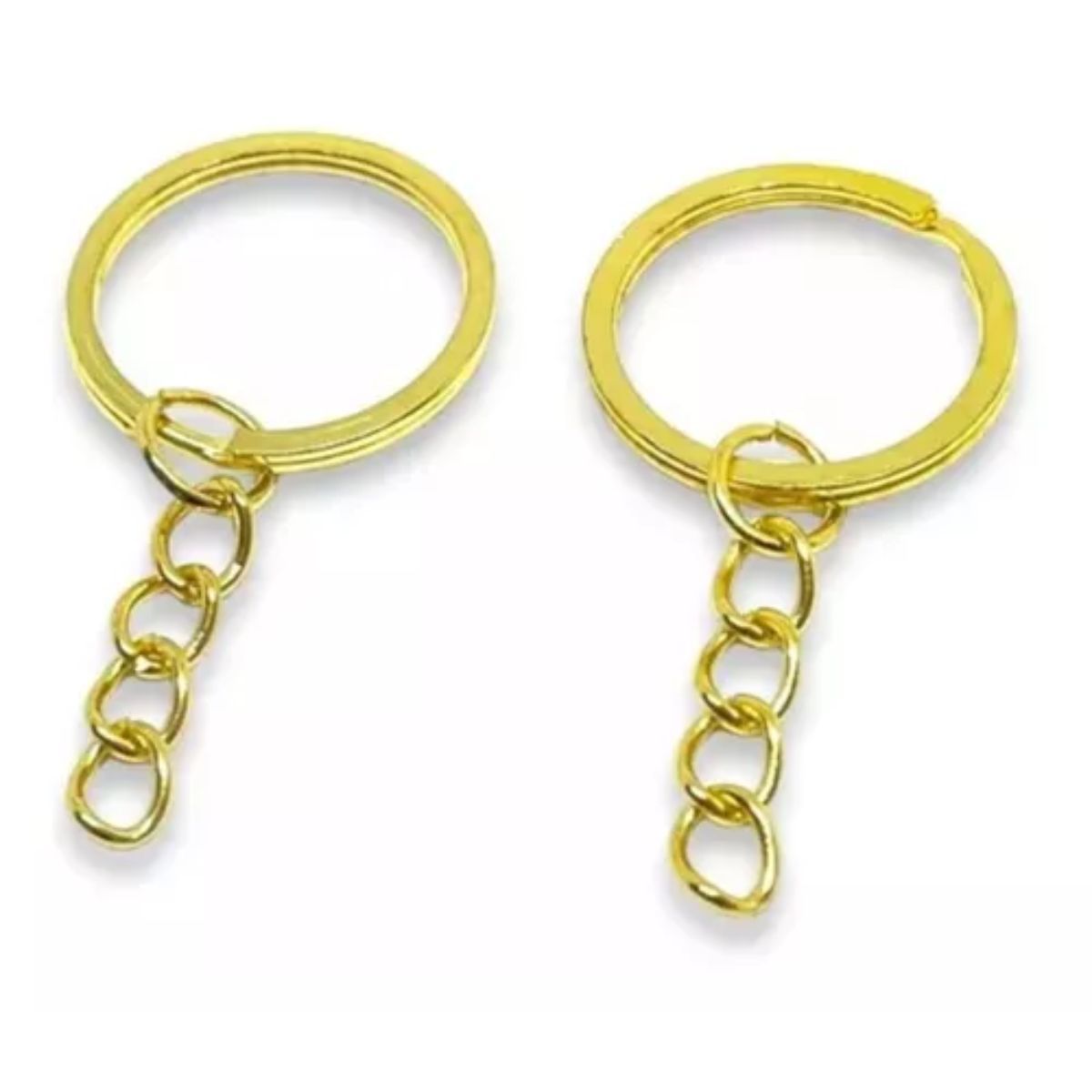 GENERICO - 100 Unid. Argollas Llaveros Con Cadena 2.5cm Dorado