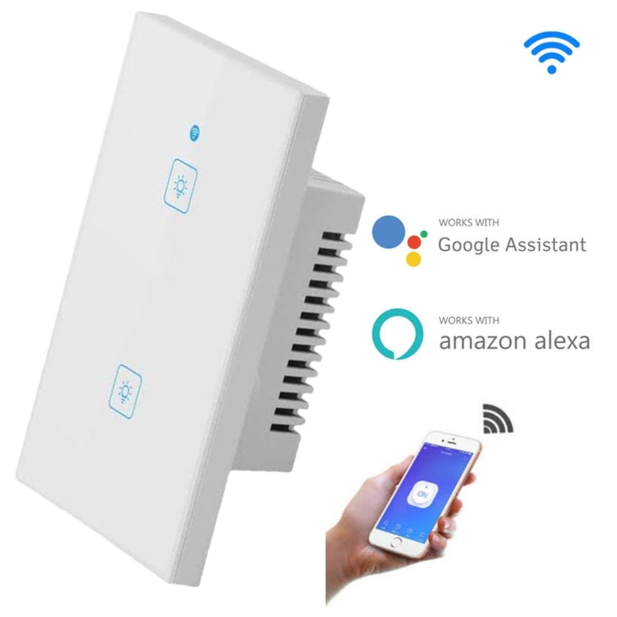 OEM - Interruptor de Pared Inteligente con Panel de Vidrio Templado de 2 Bandas WiFi