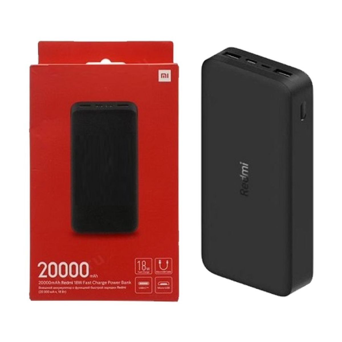 XIAOMI - Power Bank 20.000 mAh  Redmi Xiaomi 18w Usb-c  Negro