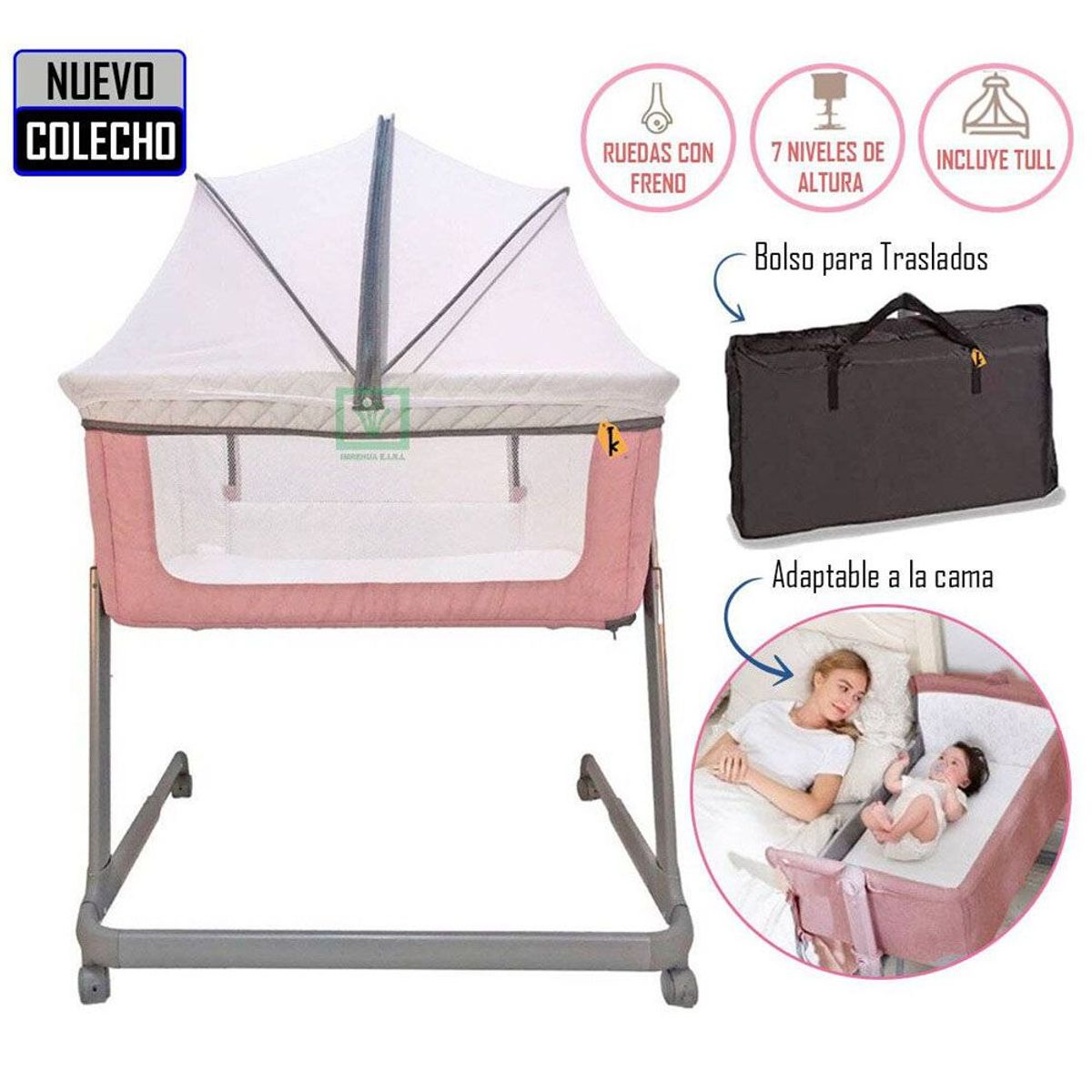 EBABY - Cuna Colecho Marion Rosado EB753
