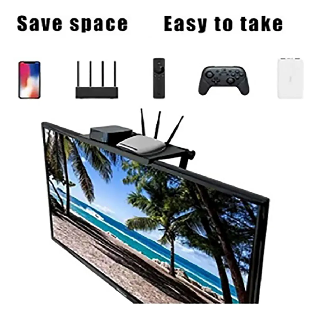 BATBLACK - ESTANTE REPISA PARA COLOCAR SOBRE PANTALLA TV MONITOR - GANA ESPACIO