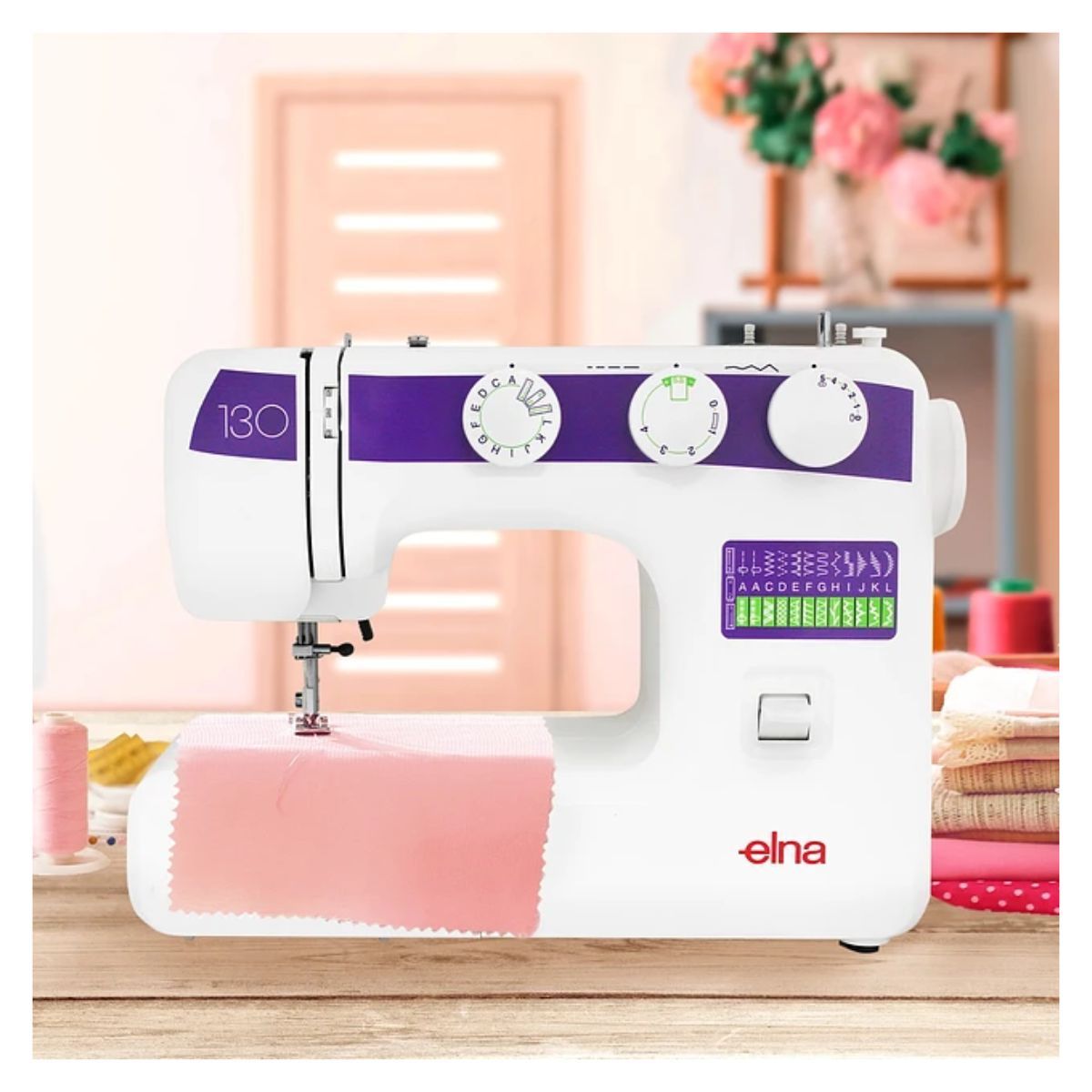 ELNA - Elna 130 - Máquina De Coser Mecánica, Bobina Metal, 22 Ptads