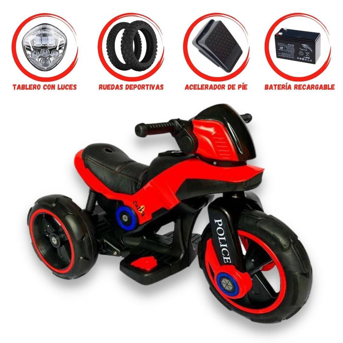 POLICE - Trimoto a Batería POLICE RED