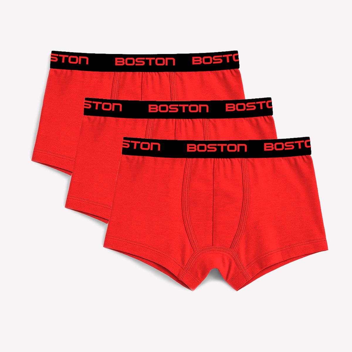 BOSTON - Pack x3 Bóxer Corto Boston Kids Rojo