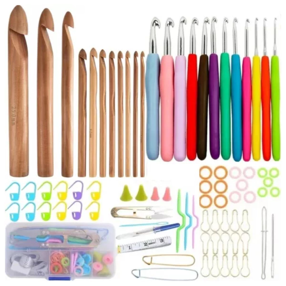 GENERICO - Set de Agujas Crochet Bambu Más Ganchos Ganchillo Accesorios