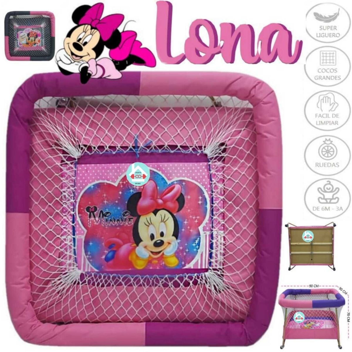 GENERICO - Corral Con Ruedas para Bebe Acolchado LONA NIÑA