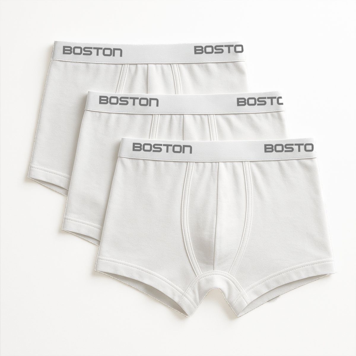 BOSTON - Pack x3 Bóxer Corto Boston Kids Blanco