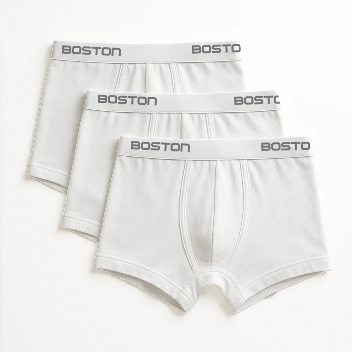 BOSTON - Pack x3 Bóxer Corto Boston Kids Blanco
