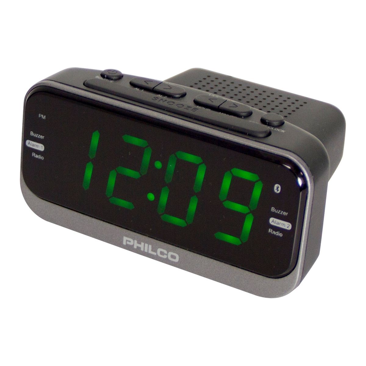 PHILCO - RADIO RELOJ DESPERTADOR DE 1.2 CON ALARMA DUAL PHILCO PAR1012BT-GR