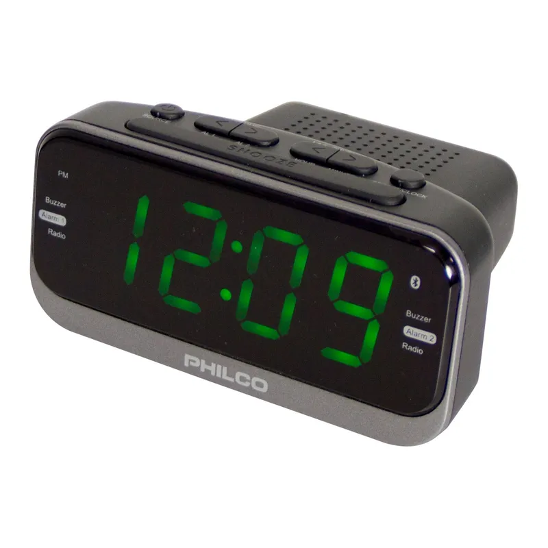 PHILCO - RADIO RELOJ DESPERTADOR DE 1.2 CON ALARMA DUAL PHILCO PAR1012BT-GR