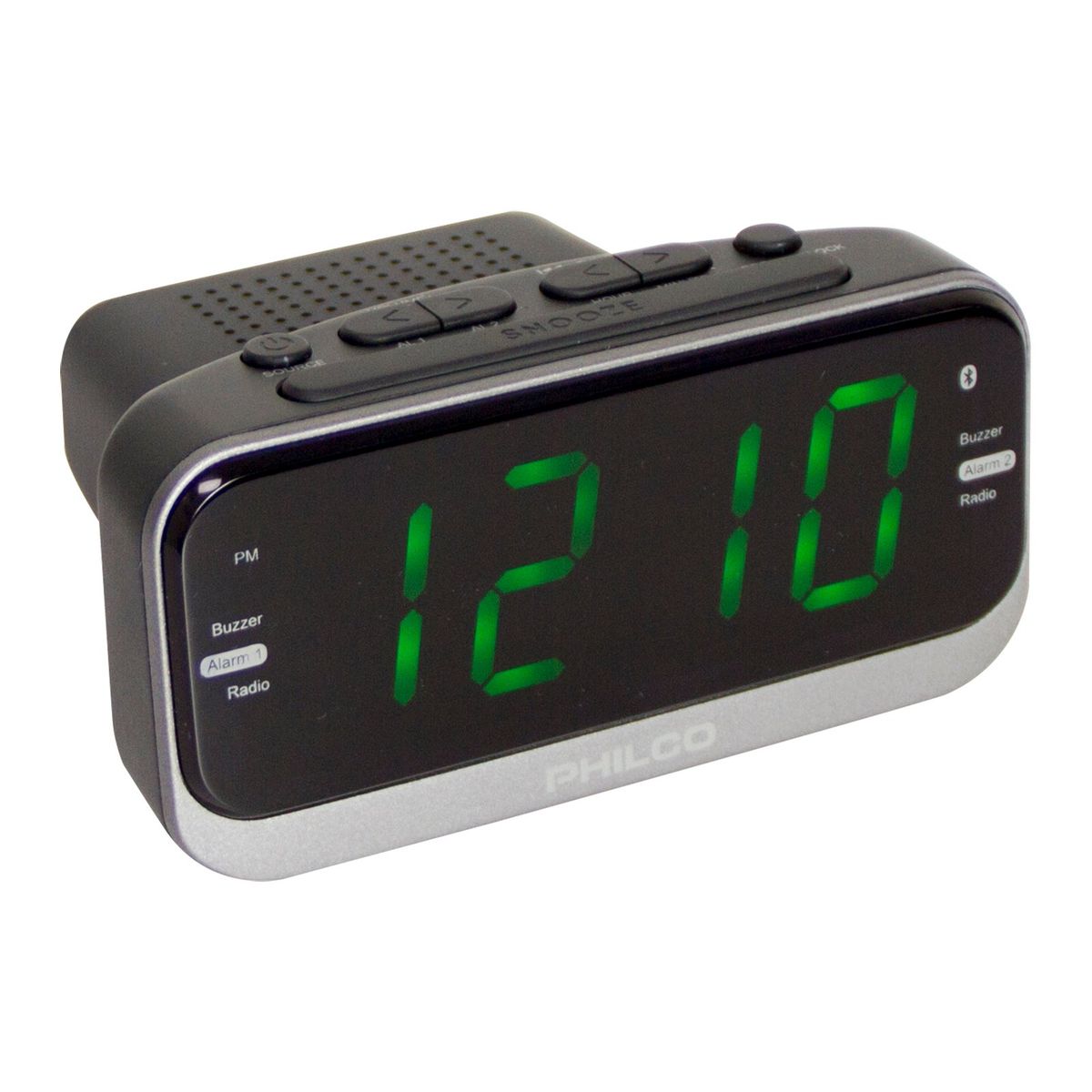 PHILCO - RADIO RELOJ DESPERTADOR DE 1.2 CON ALARMA DUAL PHILCO PAR1012BT-GR