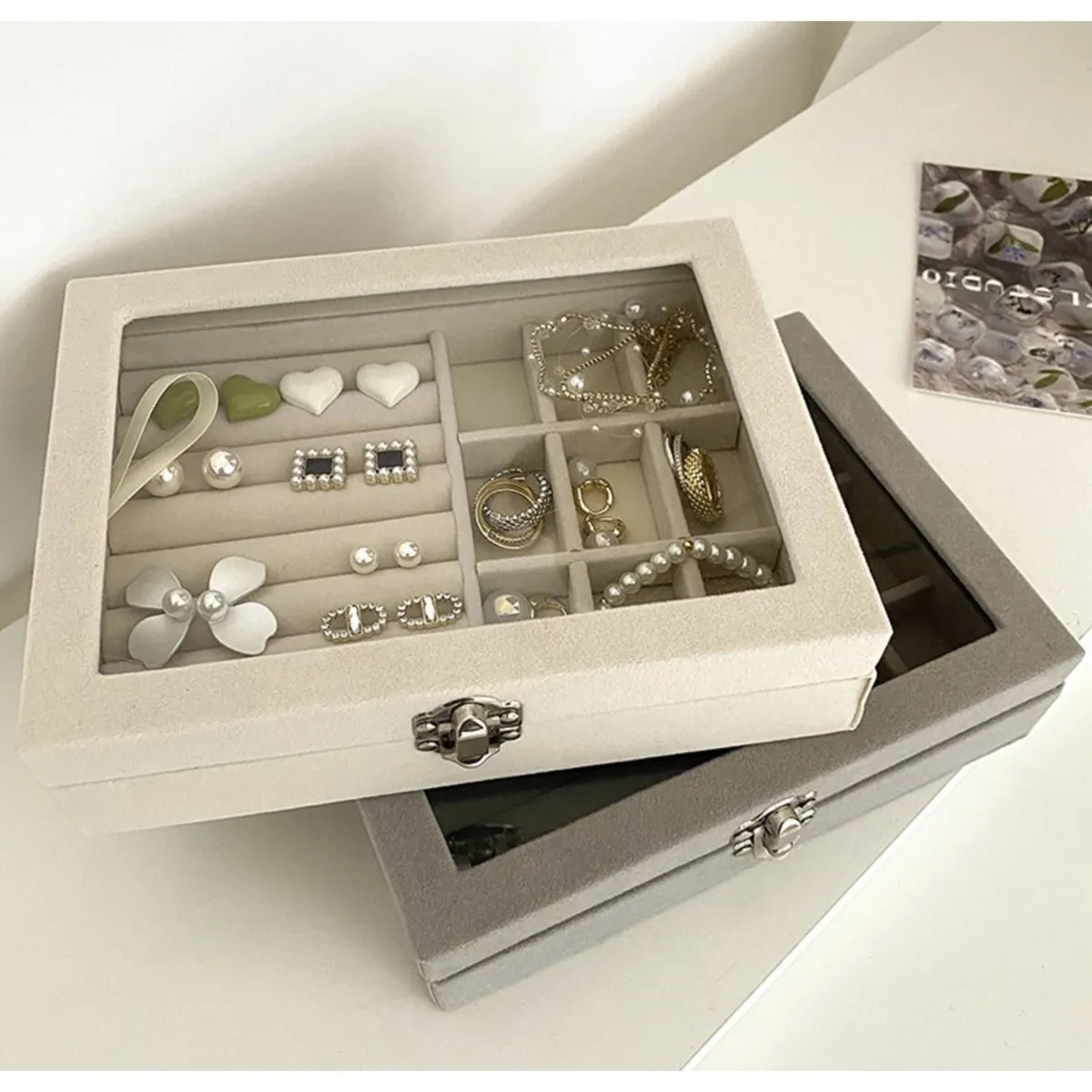 GENERICO - Joyero Organizador de Terciopelo para Anillos Aretes