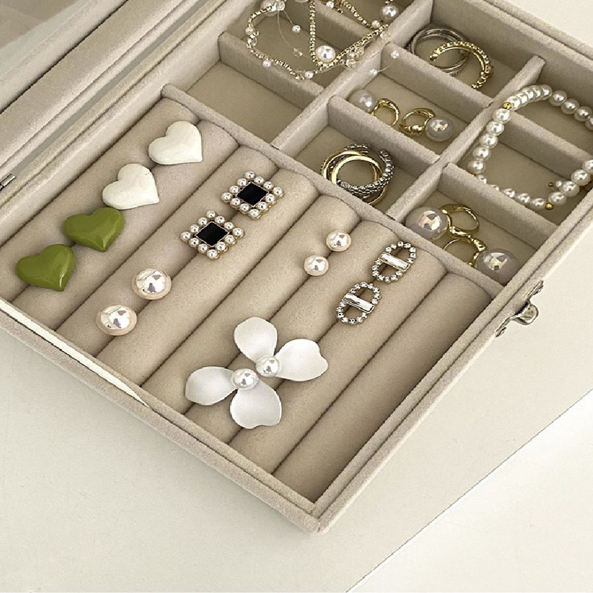 GENERICO - Joyero Organizador de Terciopelo para Anillos Aretes