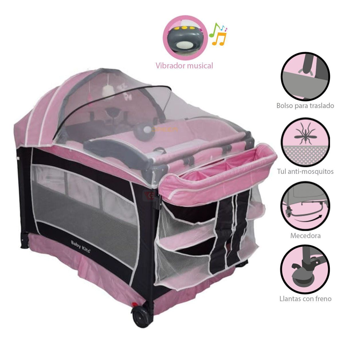 BABY KITS - Cuna Corral Baby Kits Verona Rosado