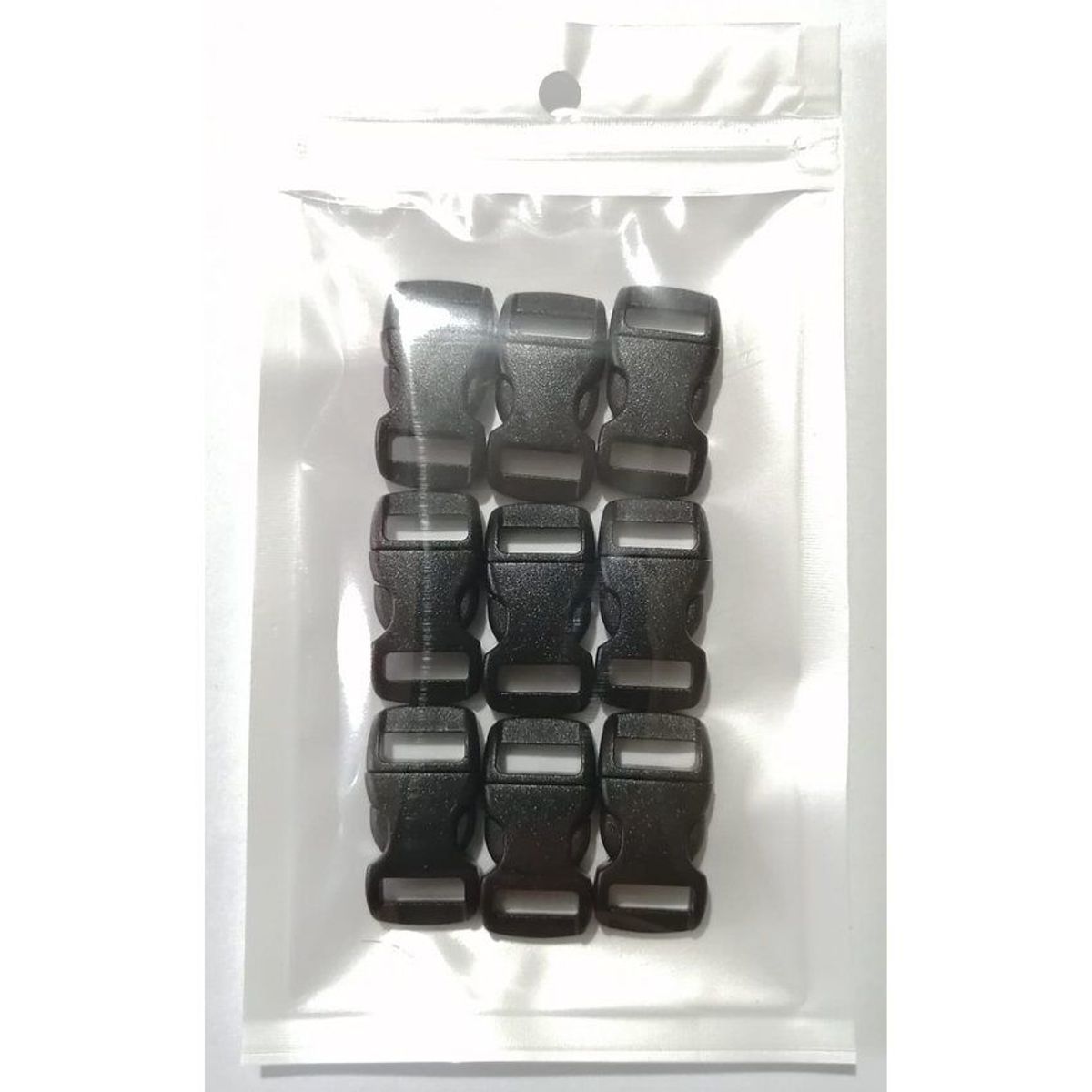 GENERICO - 9 hebilla broche plástico para paracord negro 30 x 15 mm