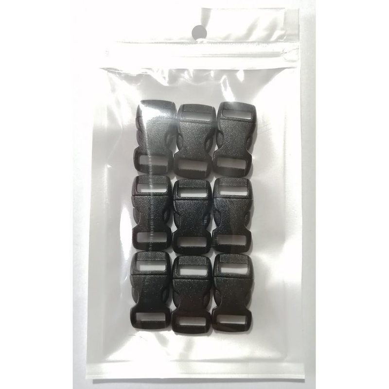 GENERICO - 9 hebilla broche plástico para paracord negro 30 x 15 mm