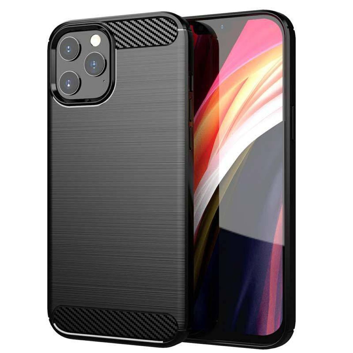 GENERICO - Case Funda Silicona Fibra De Carbono IPHONE 13 PRO - Negro.