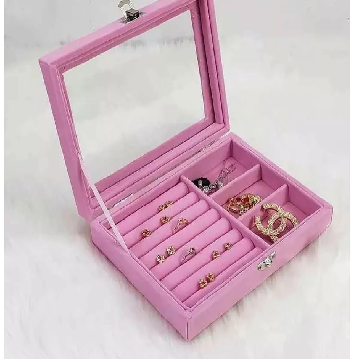 GENERICO - Joyero Organizador de Terciopelo para Anillos Aretes