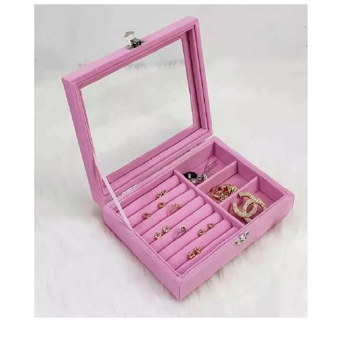 GENERICO - Joyero Organizador de Terciopelo para Anillos Aretes