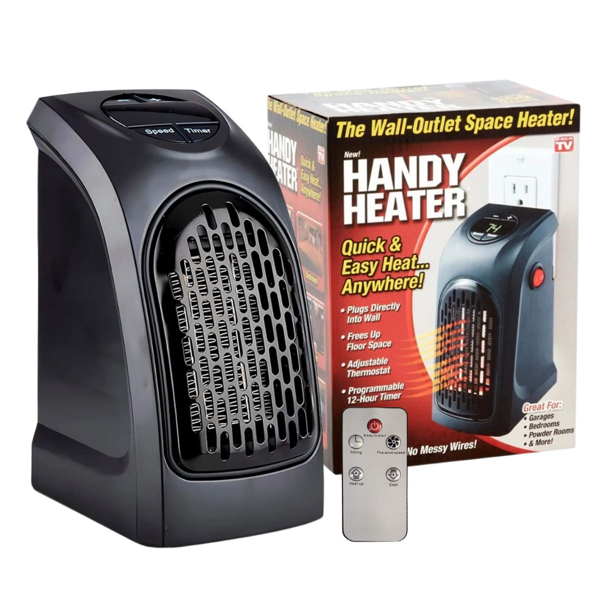 SEISA - Estufa Calentador Calefactor Eléctrico portátil 400W + Control Remoto