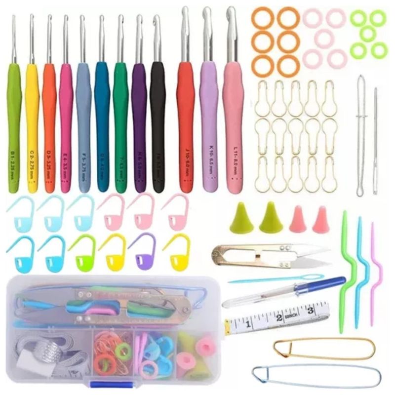 GENERICO - Set Ganchos De Crochet Mango Ergonómico P Comodidad Extrema