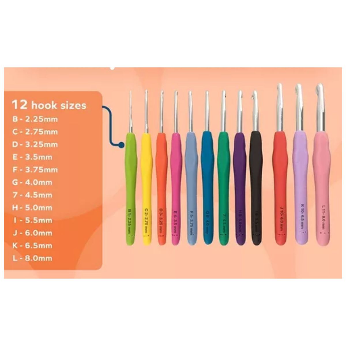 GENERICO - Set Ganchos De Crochet Mango Ergonómico P Comodidad Extrema