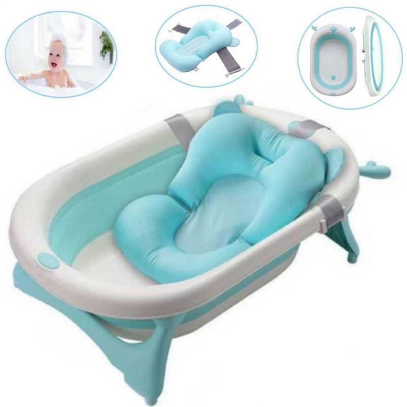 BABY HAPPY - Tina de baño plegable con cojin AZUL