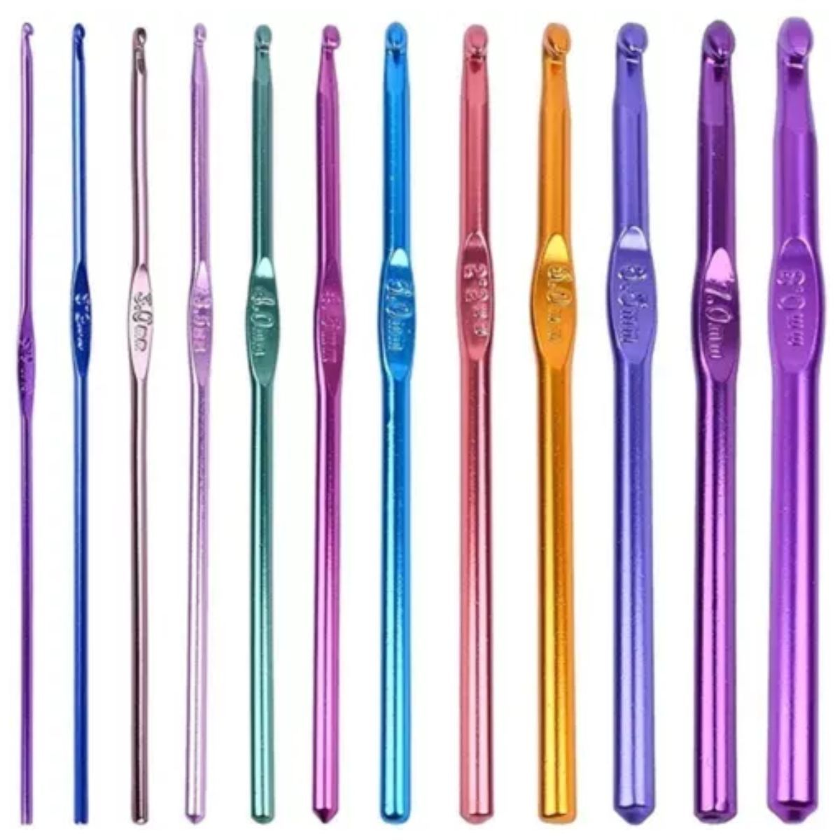 GENERICO - Agujas De Tejer Crochet De Aluminio Multicolor 2-8mm 12ud